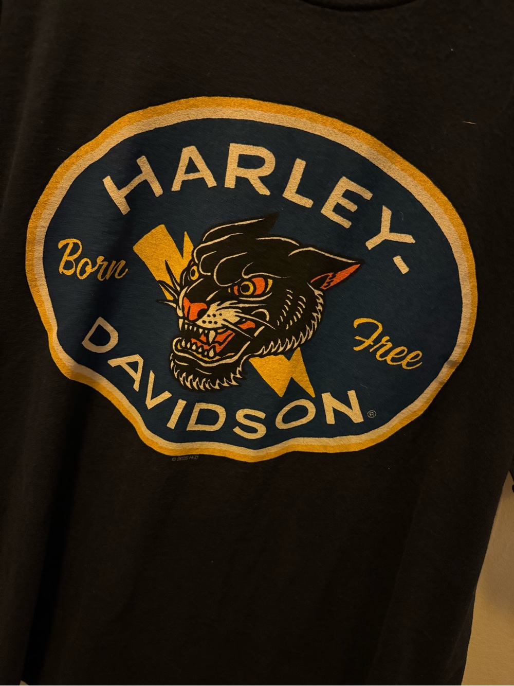 Harley-Davidson navy Tee with Blue and Gold Panther Logo